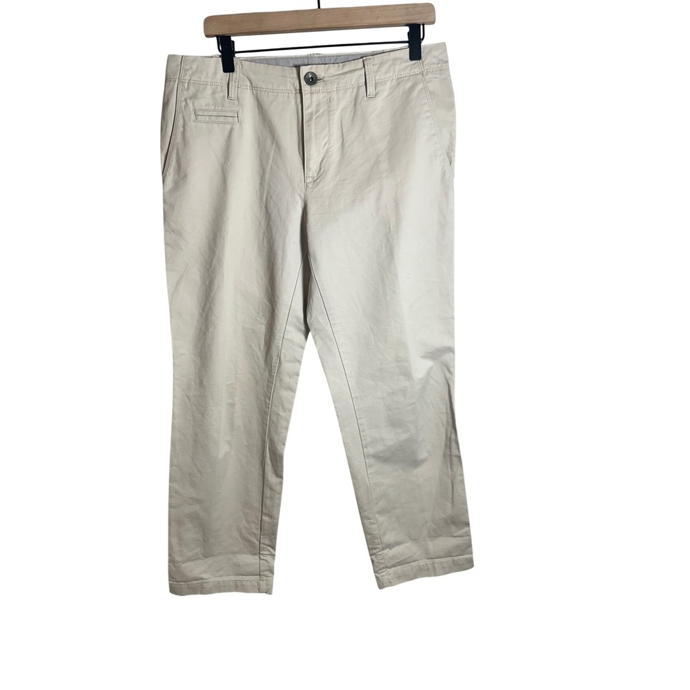 Banana Republic Womens Boyfriend Chino Pants Khaki Beige Size 10 Relaxed Fit